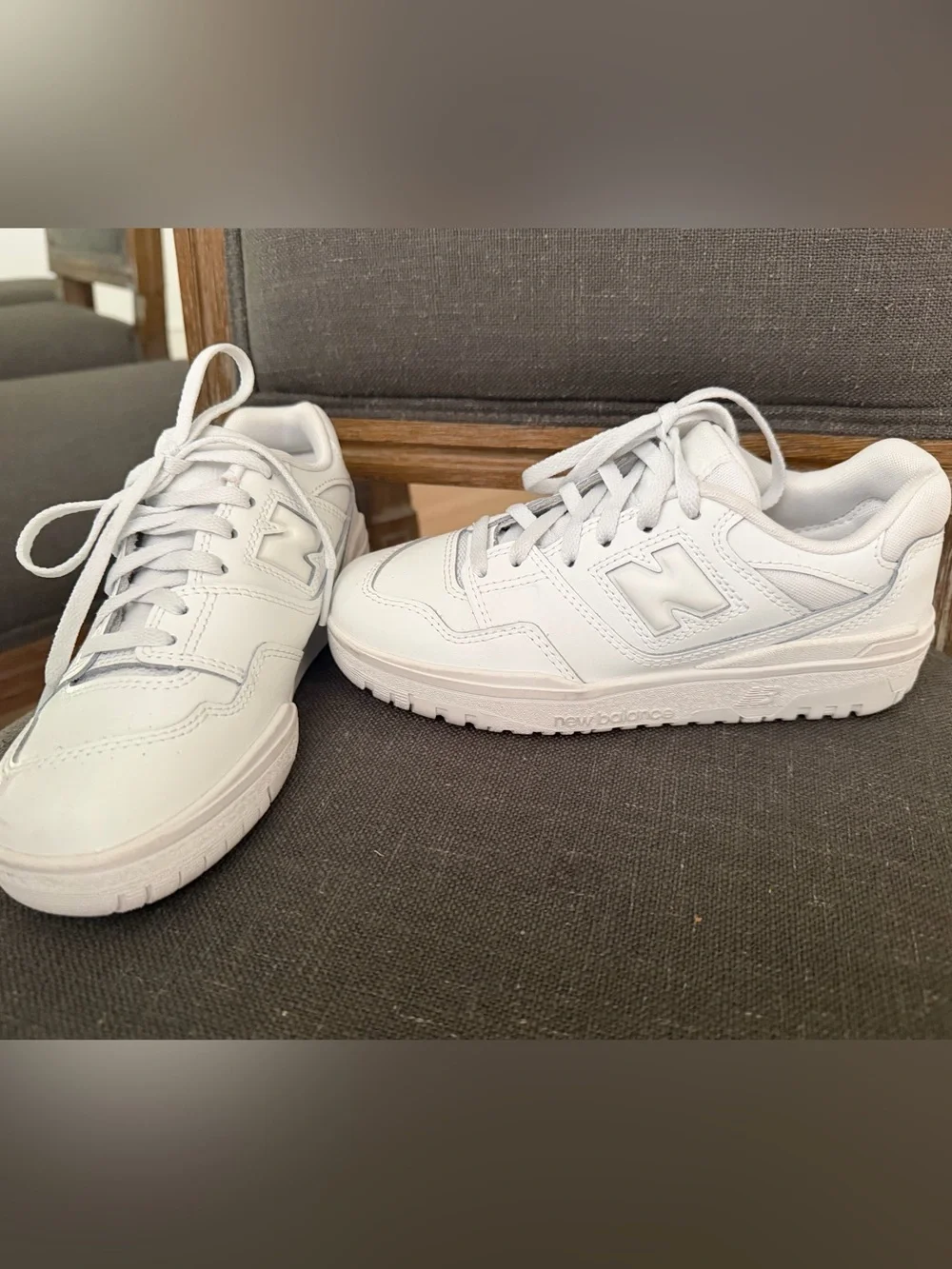 New Balance 550 Kids All-White Lace-Up Sneakers new never worn